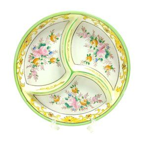 Dish Asian Japanese 3 Sectioned Serving Dish Hallmark Stamped Hand-painted